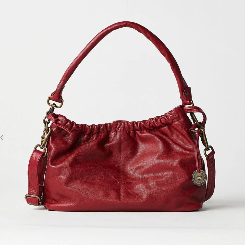 Like-new Wanderers Travel Co. The Cologne Wine Burgundy Leather Crossbody Bag